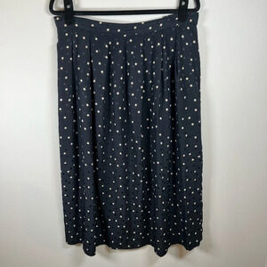 Frank Masandrea Womens 100% Silk Skirt Navy Blue Stars Pleats Midi Flowy Size 18